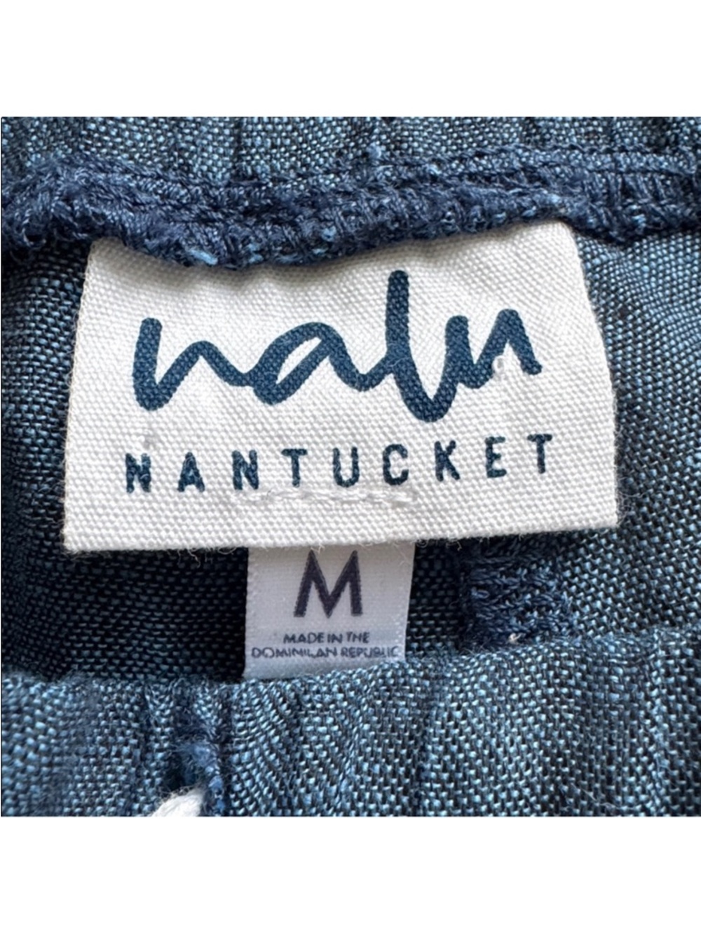 Nalu Nantucket 100% Linen Drawstring Pants in Blue | Size M - Picture 4 of 5
